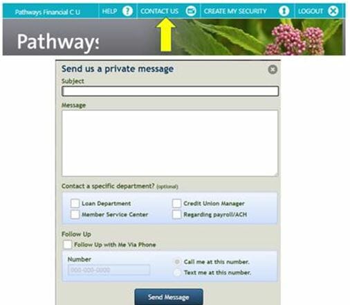 Screenshot of contacting on Desktop Online Banking